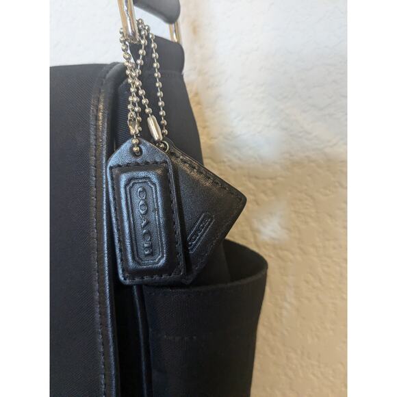 Authentic COACH Black Transatlantic Messenger Bag Black Neoprene Leather $295 - Picture 8 of 16
